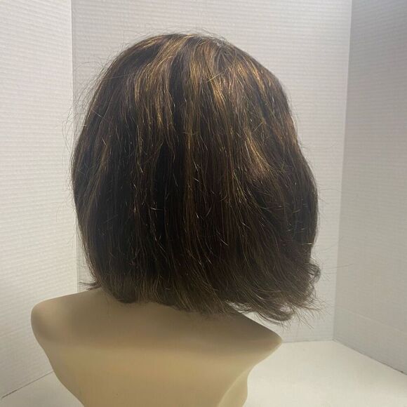 LUVME Human Hair Wig With Headband Brown With‎ Few Highlights Asymmetrical Style main image 5